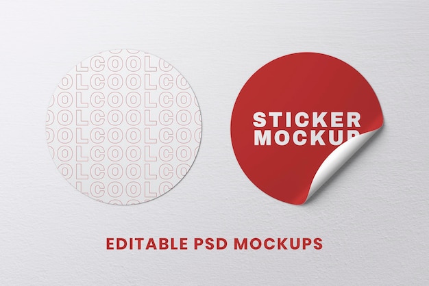 Round sticker design mockup