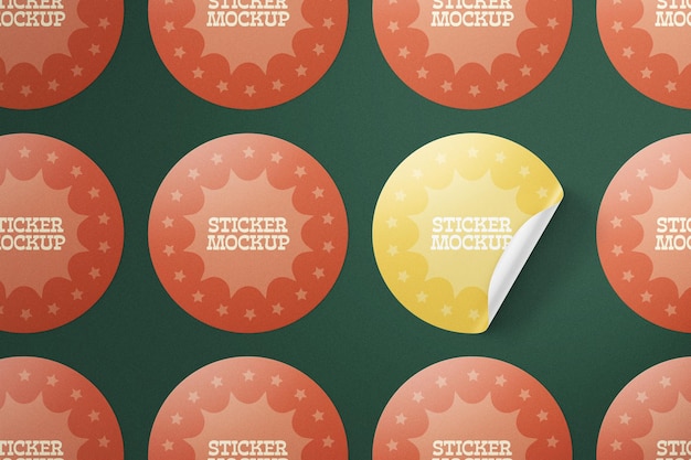 PSD round sticker mockups