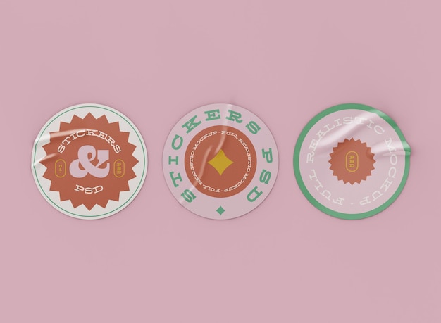 PSD round stickers mockup set