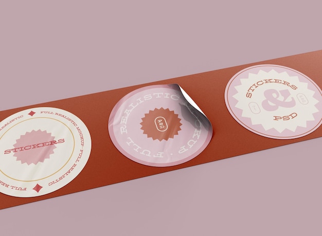 PSD round stickers mockup set