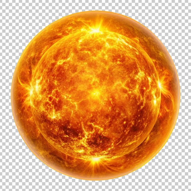 PSD round sun isolated on transparent background