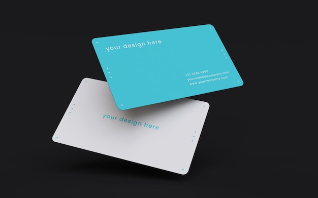 Rounded blue business card mockup