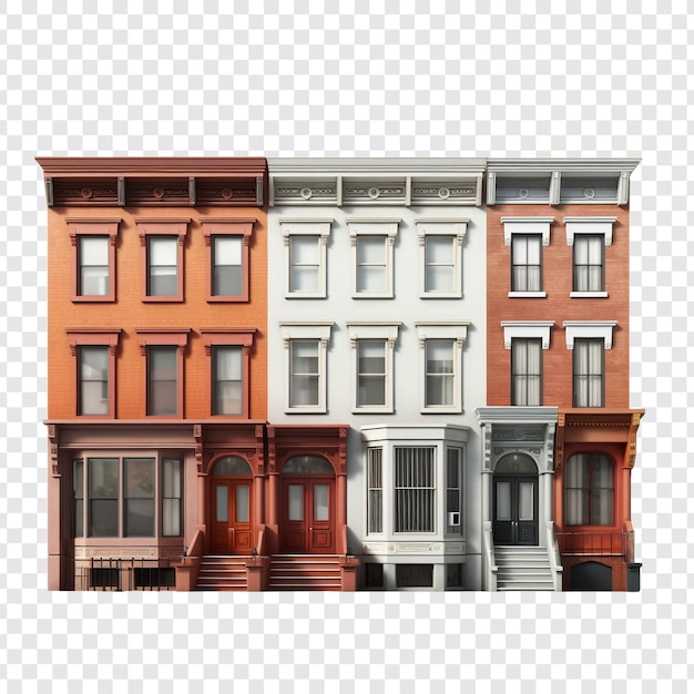 PSD row house isolated on transparent background