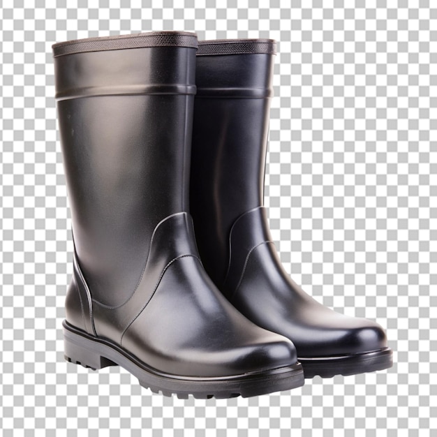 PSD rubber black boots transparent background