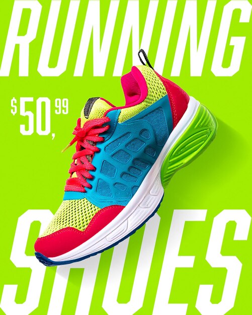 PSD running shoes discount sale store promotional design for social media and instagram post template