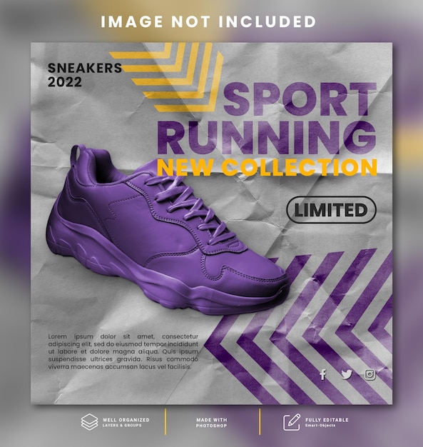 Running sport new collection shoes social media post template