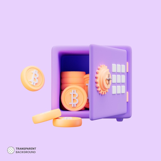 Safe box with gold coins stack icon isolated 3d render illustration