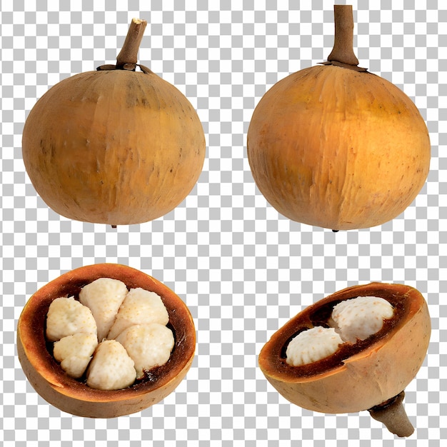 Santol fruit sliced isolated on transparent background