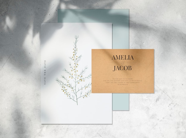 PSD save the date wedding invitation card mockup