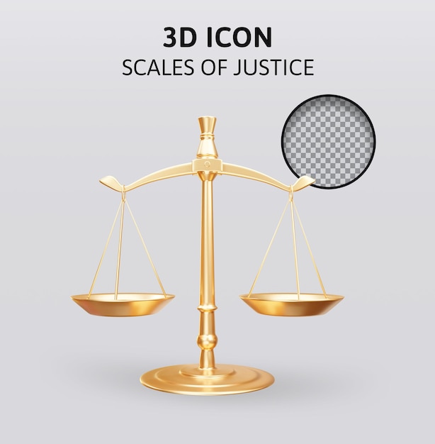 PSD scales of justice 3d rendering illustration