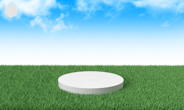 PSD scene creator of white platform in grass