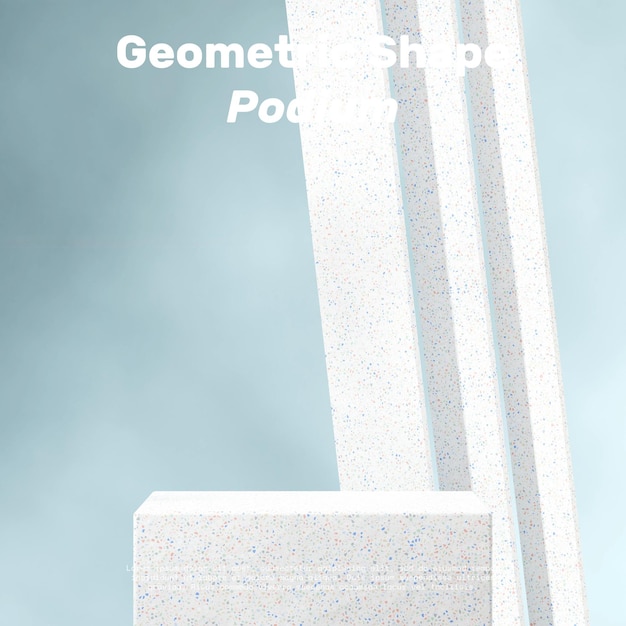 PSD scène mockup rechthoekig podium in vierkant met blauwe achtergrond 3d render afbeelding