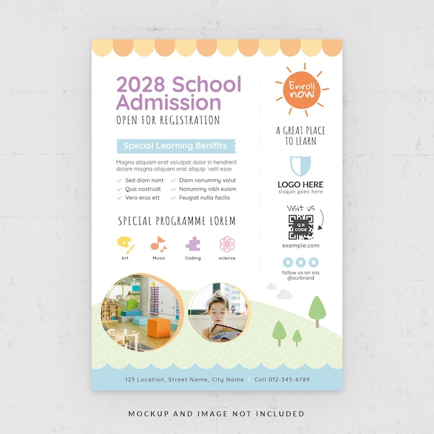 PSD school admission minimal style flyer template in psd