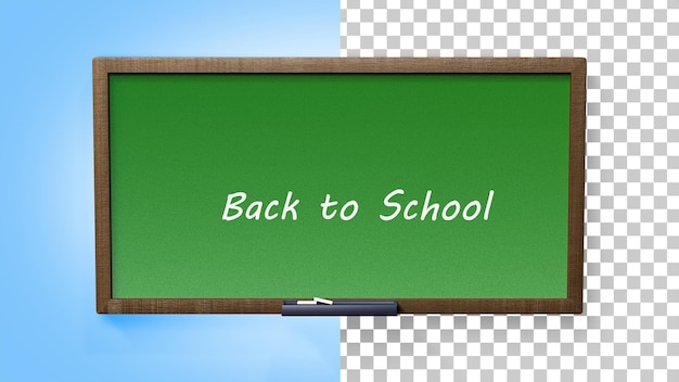 PSD schoolbord geïsoleerd blackboard met de inscriptie terug naar school groene schoolbestuur 3d render