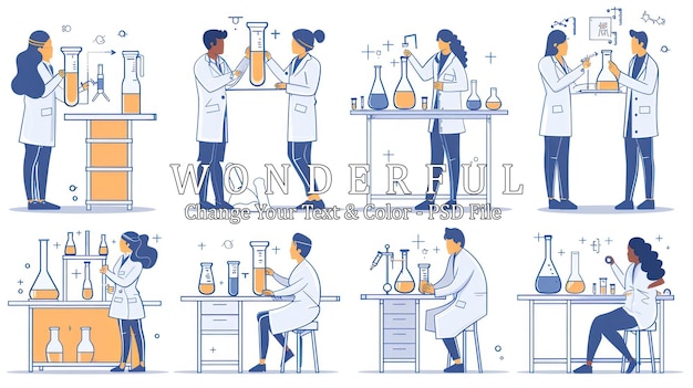 PSD science experiment cartoon illustration