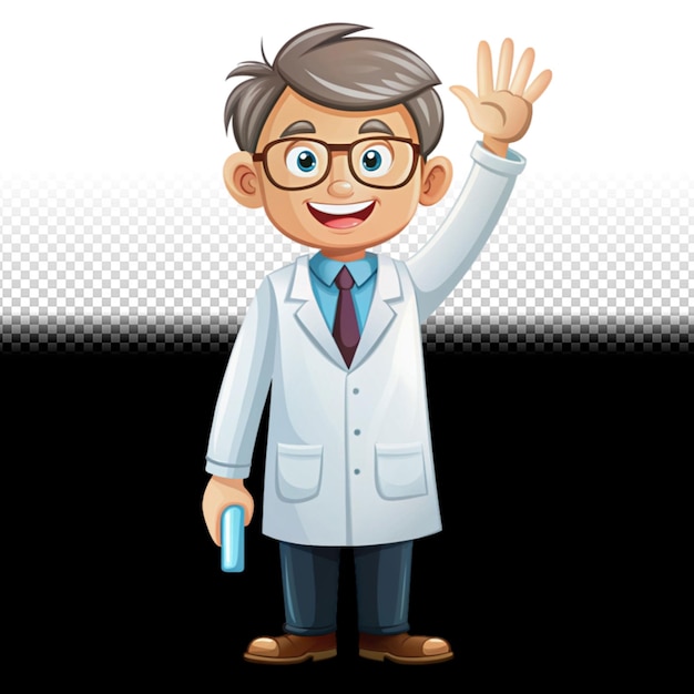 scientist waving hand vectorstyle