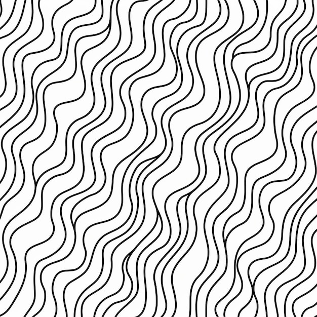 PSD seamless black and white line art pattern curved lines random shapes minimalistic simple