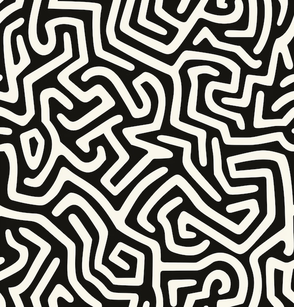 seamless black and white simple line pattern with small curved lines simple seamless style