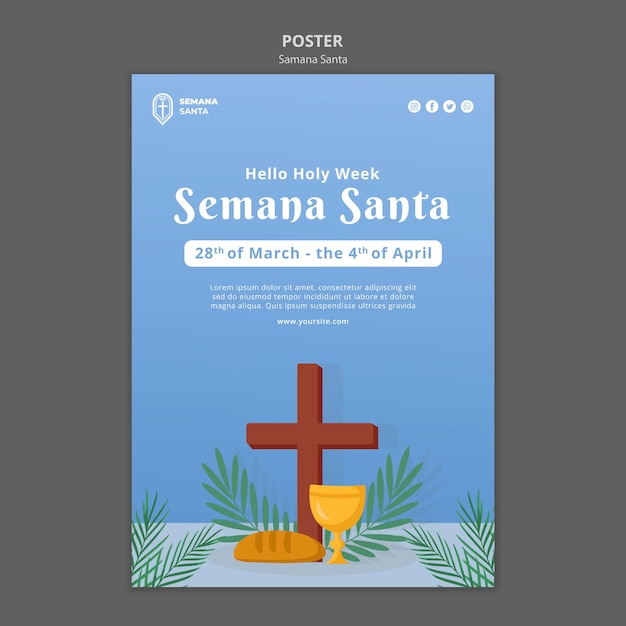 PSD semana santa poster sjabloon geïllustreerd