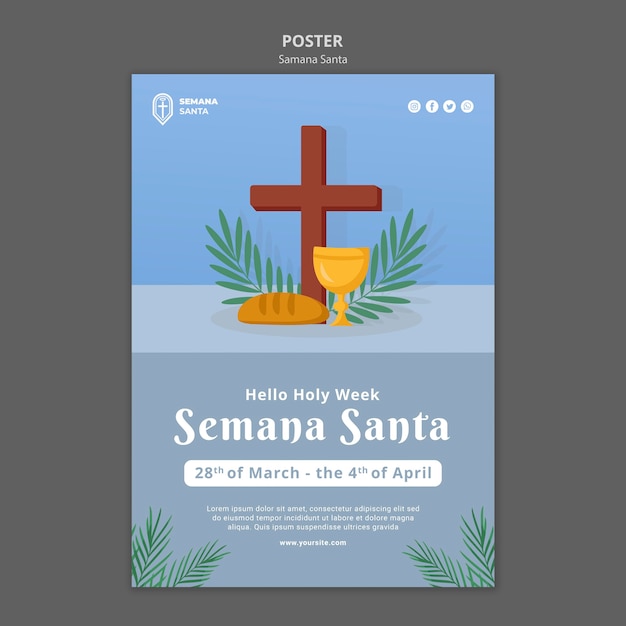 PSD semana santa poster sjabloon geïllustreerd