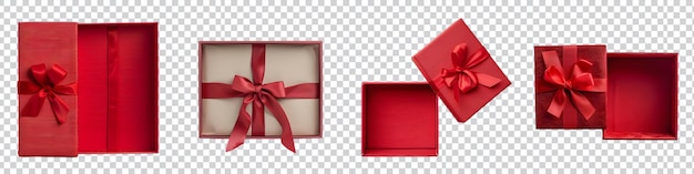 PSD a set 3d red gift box rendering on transparent background