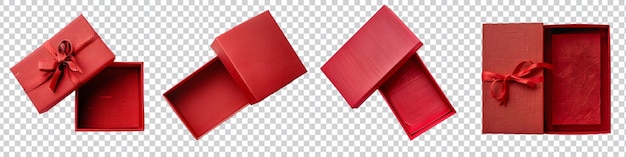 PSD a set 3d red gift box rendering on transparent background