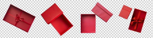 PSD a set 3d red gift box rendering on transparent background