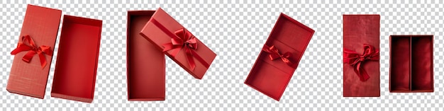 PSD a set 3d red gift box rendering on transparent background