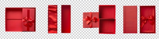 PSD a set 3d red gift box rendering on transparent background