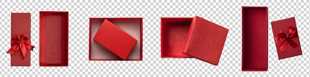 PSD a set 3d red gift box rendering on transparent background