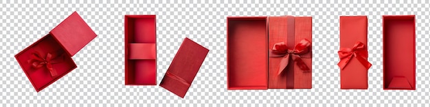 PSD a set 3d red gift box rendering on transparent background