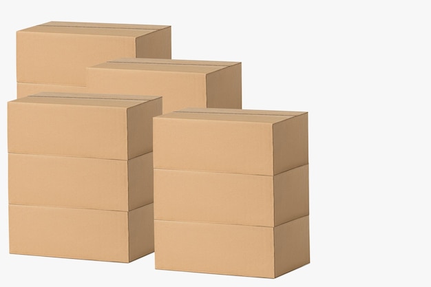 PSD set of cardboard boxes on light background