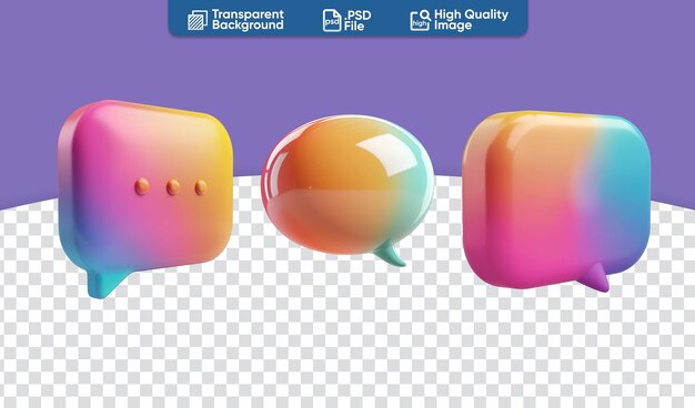 PSD set of colorful 3d speech bubble icons