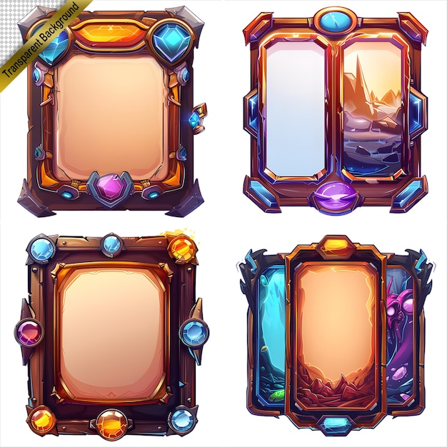 PSD set of colorful frames with different shapes game assets