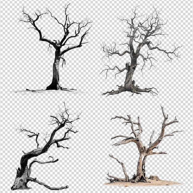 PSD a set of dead tree isolated on transparent background