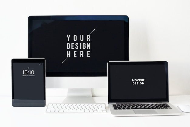 Set of digital devices screen mockup