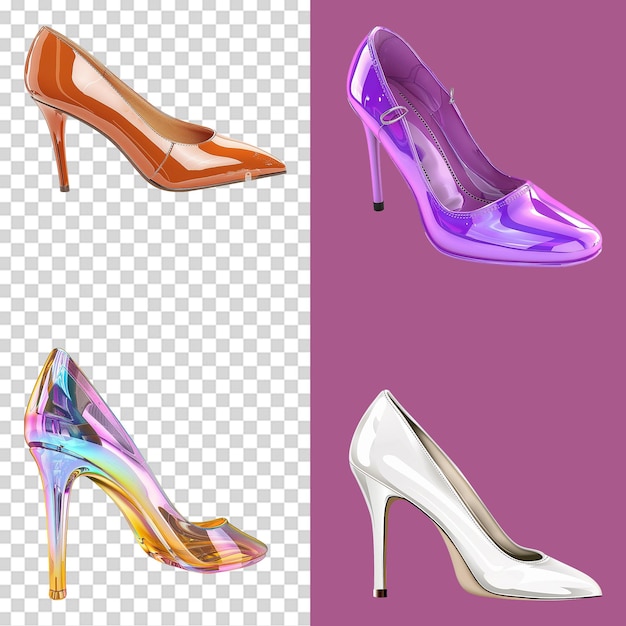 PSD a set of girls fashion shoe isolated on transparent background