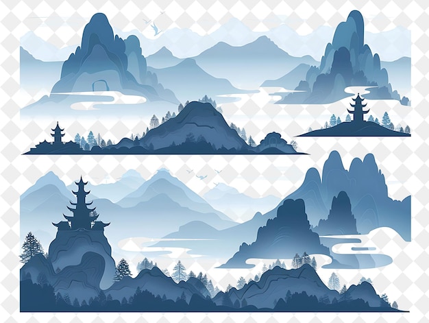 PSD a set of mountains with a snowy landscape