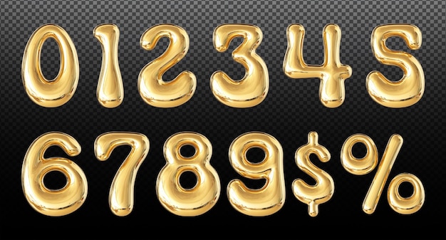 PSD set numbers 3d render