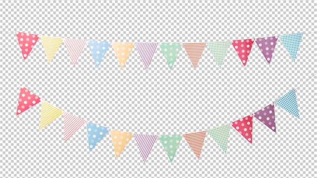 PSD set of paper party flags cutout psd file