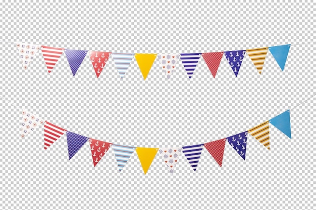 PSD set of paper party flags cutout psd file