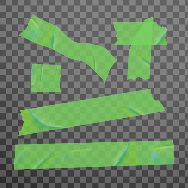 PSD set of realistic green transparent tape