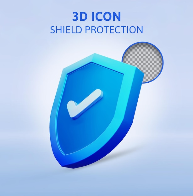 PSD shield protection 3d rendering illustration