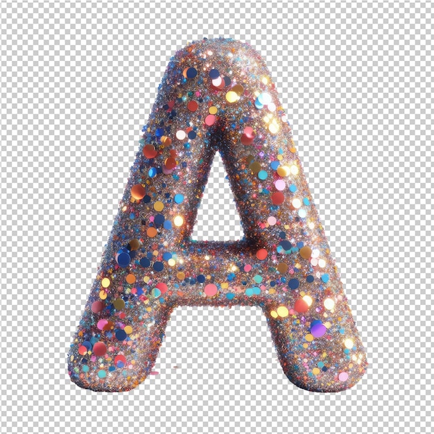 PSD a shiny metallic letter a with glitter and glitter