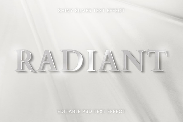 PSD shiny silver text effect psd editable template