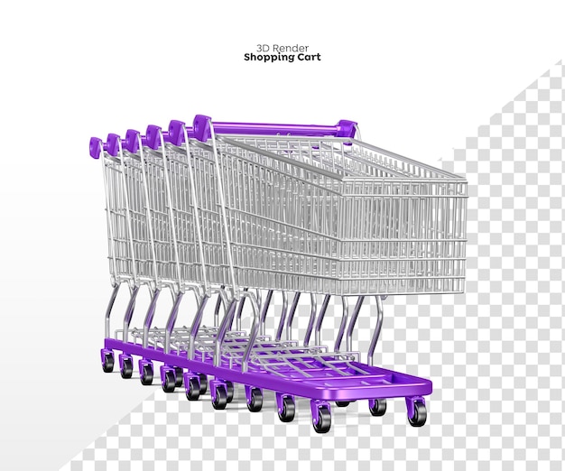 Shopping Cart 3D Render Isolated