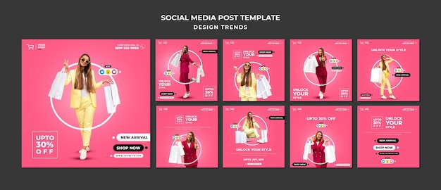 Shopping woman social media post template