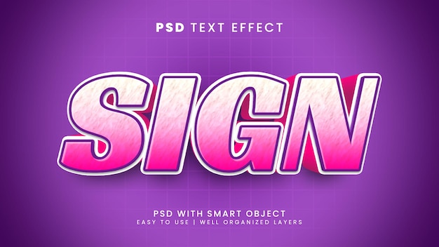 Sign editable text effect in gradient and funny text style