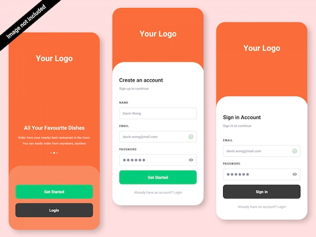 Sign in & sign up flow app ui design template