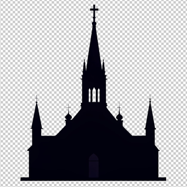 PSD silhouet van een kerk op een doorzichtige achtergrond